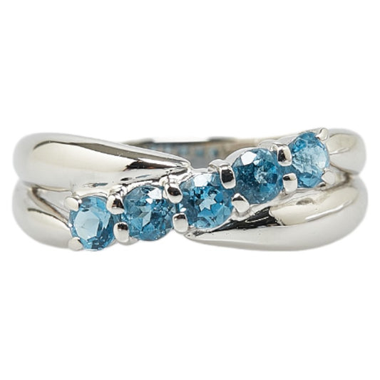 Pt900 Platinum Blue Topaz Ring