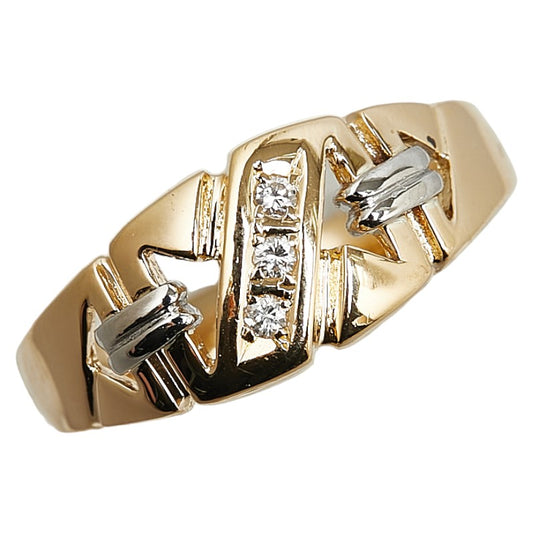 Pt900 Platinum K18YG Gold Diamond Ring