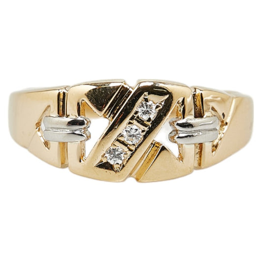 Pt900 Platinum K18YG Gold Diamond Ring