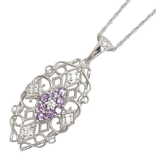 K18WG White Gold Amethyst Diamond Necklace