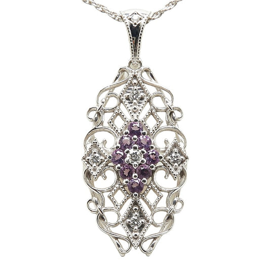 K18WG White Gold Amethyst Diamond Necklace