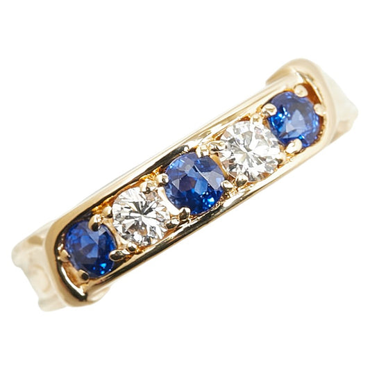 K18YG Yellow Gold Sapphire Diamond Ring