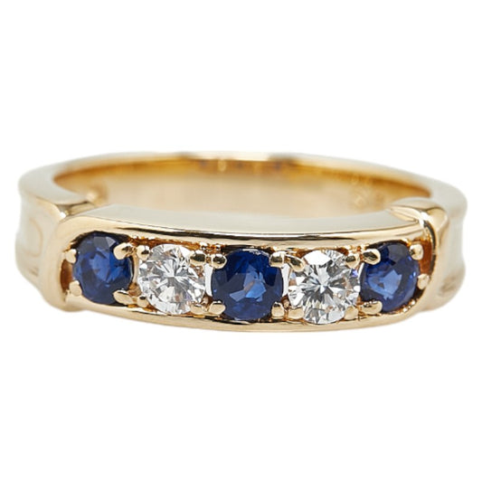 K18YG Yellow Gold Sapphire Diamond Ring