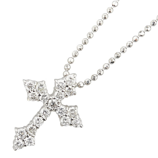 K18WG White Gold Diamond Cross Necklace