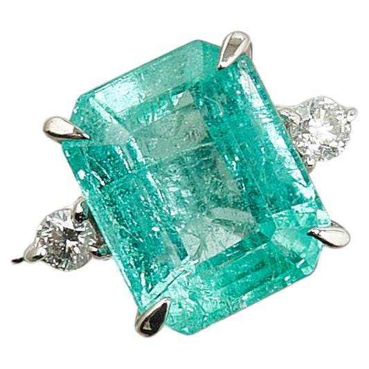 Pt900 Platinum Emerald 2.42ct Diamond 0.08ct Ring