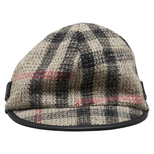 Burberry Wool Leather Check Cap Beige