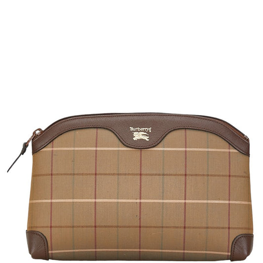 Burberry Canvas Leather Check Clutch Pouch