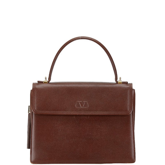 Valentino Leather 2WAY Handbag Brown