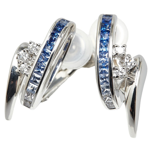 White Gold Sapphire Diamond Earrings