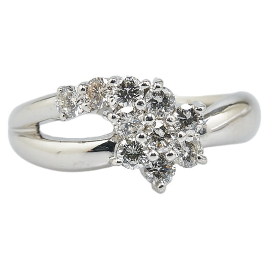 Pt900 Platinum Diamond Flower Motif Ring