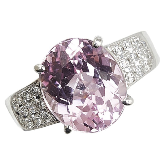 K18WG White Gold Kunzite Diamond Ring