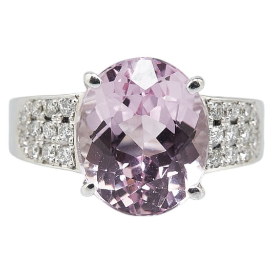 K18WG White Gold Kunzite Diamond Ring