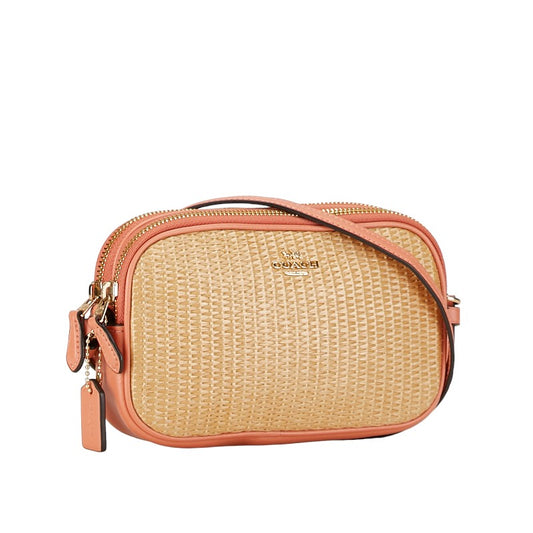 Coach Raffia Leather Logo Crossbody Bag