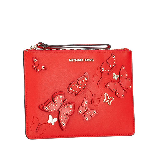 Michael Kors Butterfly Logo Leather Clutch