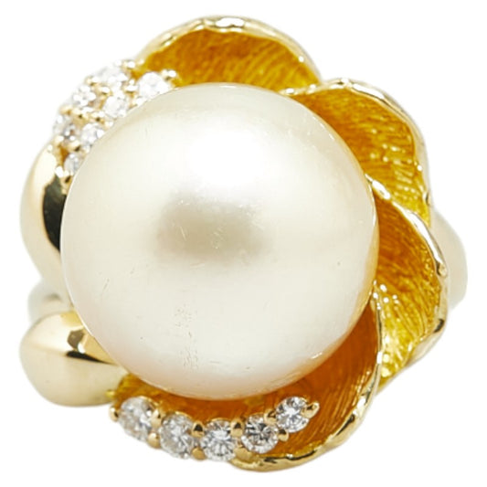 K18YG Yellow Gold Pearl Diamond Ring