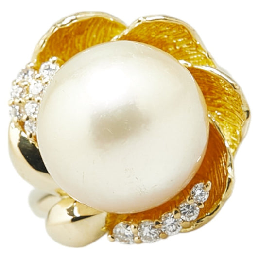 K18YG Yellow Gold Pearl Diamond Ring