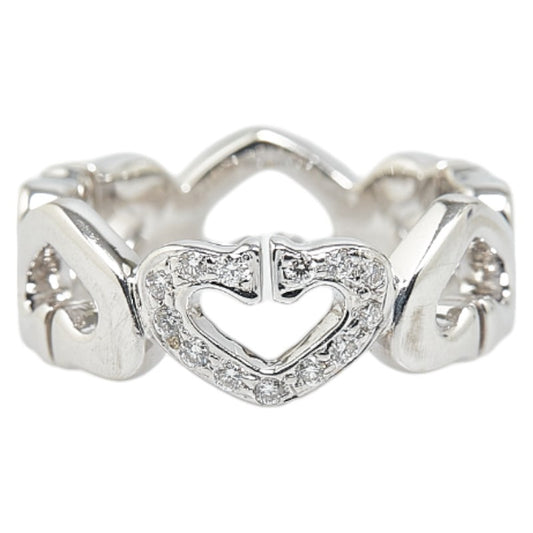 K18WG White Gold Diamond Heart Ring