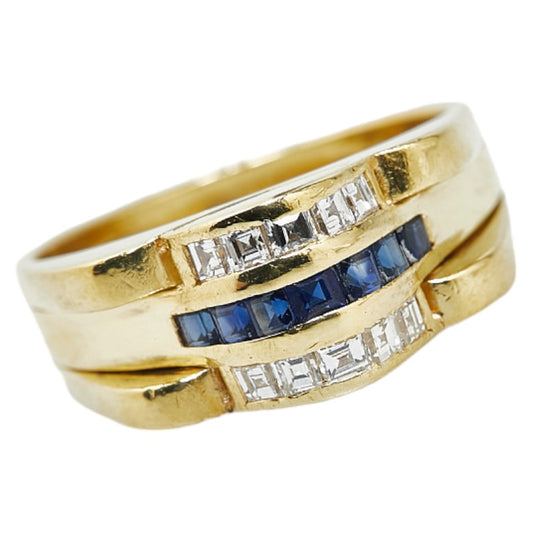 K18YG Yellow Gold Sapphire Diamond Ring