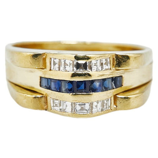 K18YG Yellow Gold Sapphire Diamond Ring