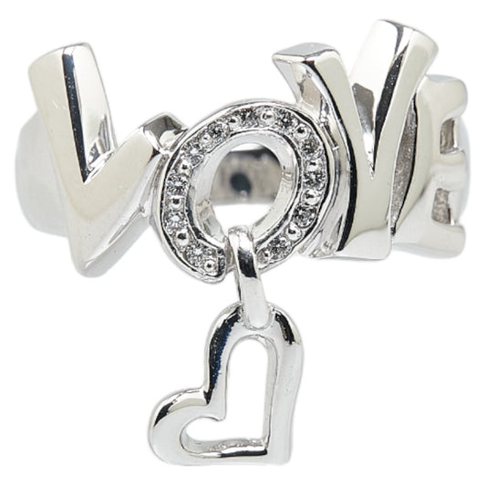 K18WG White Gold Diamond Heart Ring