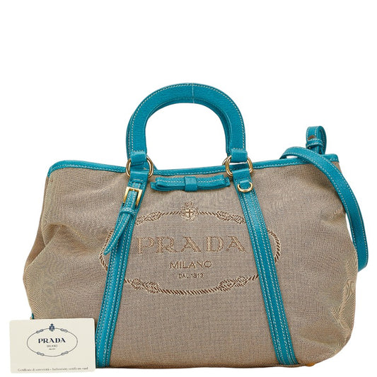 Prada Canapa Canvas Leather 2WAY Handbag