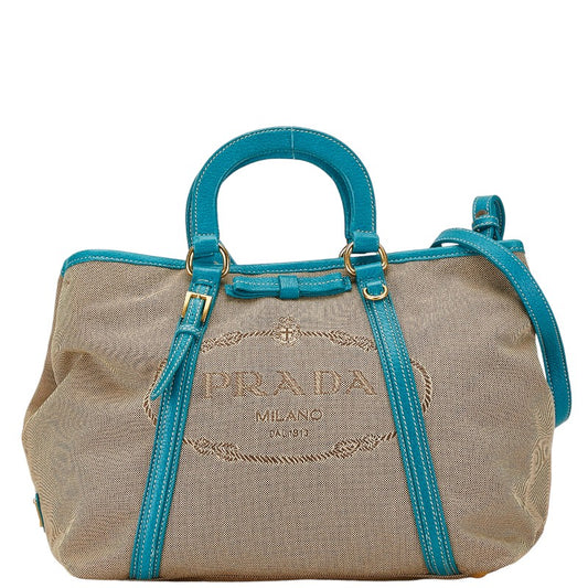 Prada Canapa Canvas Leather 2WAY Handbag