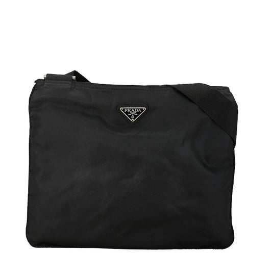 Prada Nylon Triangle Logo Plate Shoulder Bag