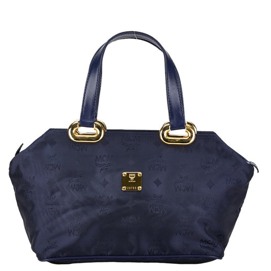 MCM Nylon Leather Logo Handbag Blue