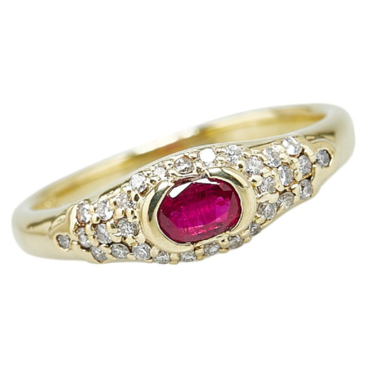 K18YG Yellow Gold Ruby Diamond Ring