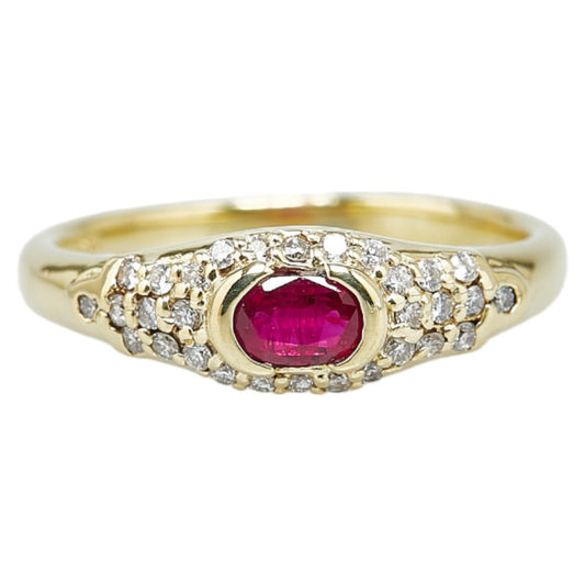 K18YG Yellow Gold Ruby Diamond Ring