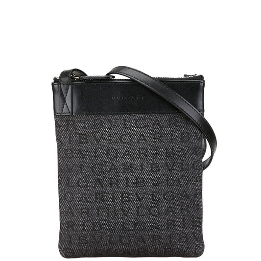 Bvlgari Canvas Leather Logo Mania Shoulder Bag