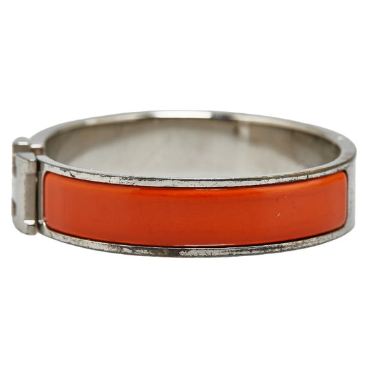 Hermes Click Clack H PM Bangle Silver Orange