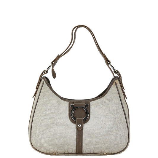 Salvatore Ferragamo Canvas Leather Gancini Shoulder Bag