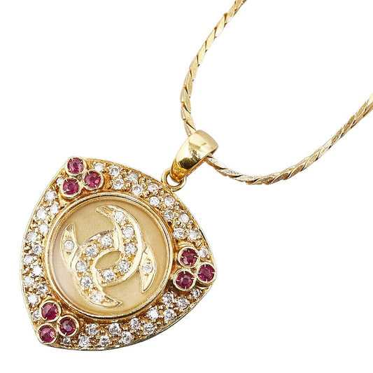 K18YG Gold Diamond Ruby Swing Necklace