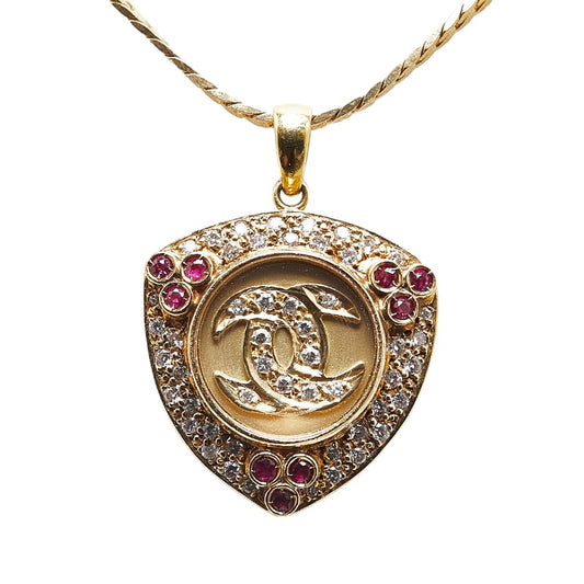 K18YG Gold Diamond Ruby Swing Necklace