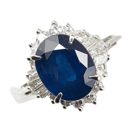 Pt900 Platinum Sapphire 2.46ct Diamond 0.36ct Ring