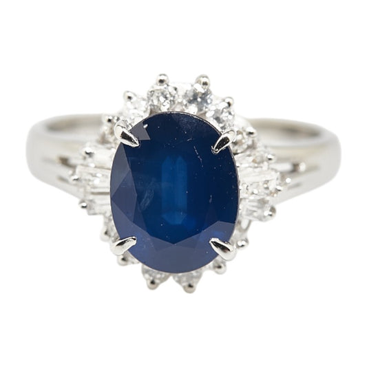 Pt900 Platinum Sapphire 2.46ct Diamond 0.36ct Ring