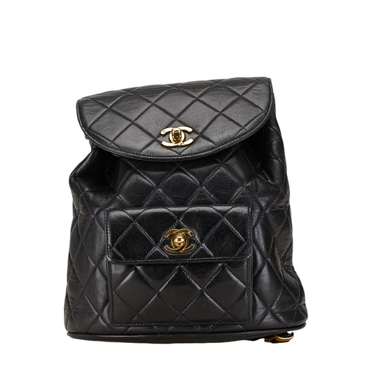 Chanel Matelasse Coco Mark Chain Backpack Black