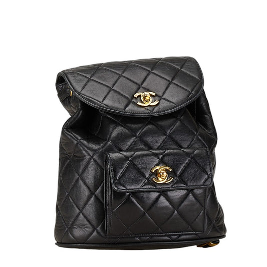 Chanel Matelasse Coco Mark Chain Backpack Black