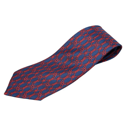 Hermes Silk Rope Motif Tie Navy Red