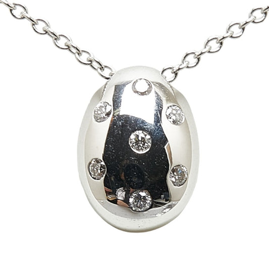 K18WG White Gold Diamond Pendant Necklace