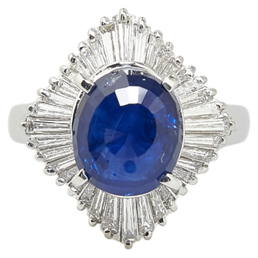 Pt900 Platinum Sapphire 3.27ct Diamond 0.82ct Ring