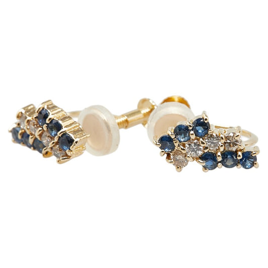 K18YG Yellow Gold Sapphire Diamond Earrings