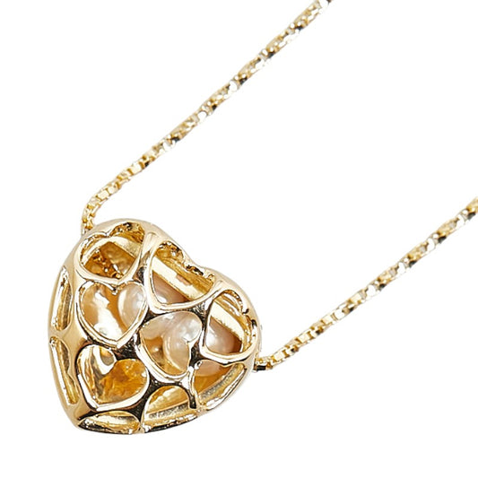 K18YG Yellow Gold Pearl Heart Locket Necklace