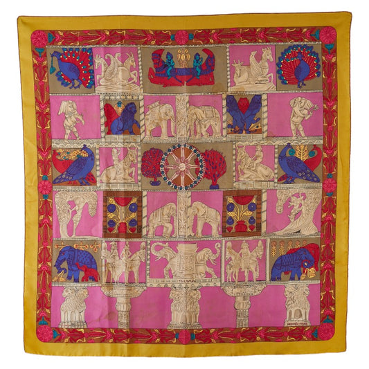 Hermes Silk Scarf TORANA Yellow Multicolor