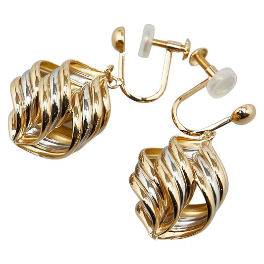 K18YG Yellow Gold Pt900 Platinum Tornado Earrings