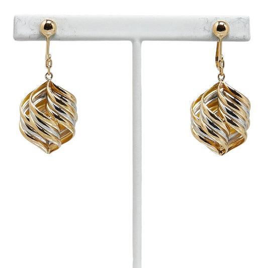 K18YG Yellow Gold Pt900 Platinum Tornado Earrings