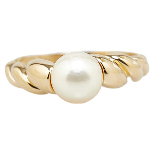 K18YG Yellow Gold Akoya Pearl 6.9mm Tornado Ring