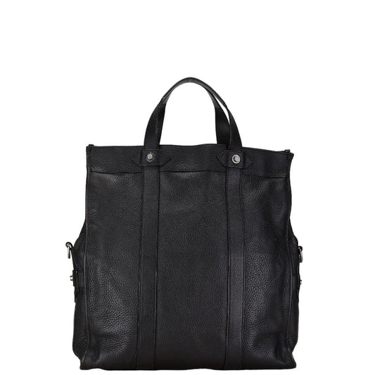 Bally Leather Logo Tote Handbag Black