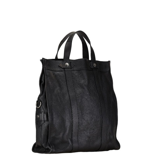 Bally Leather Logo Tote Handbag Black